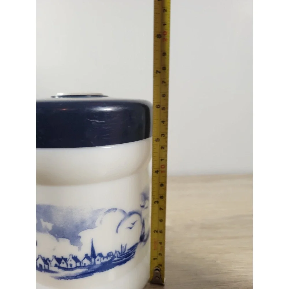 Valkenswaard‎ Holland Opaline Milk White Blue  Tobacco Humidor Canister